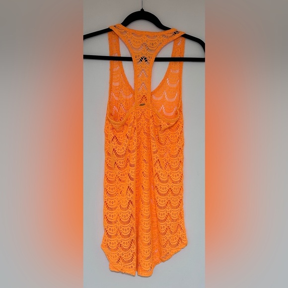 Roxy Orange Crochet Bathing Suit Beach CoverUp Dress Size Small - Picture 2 of 8